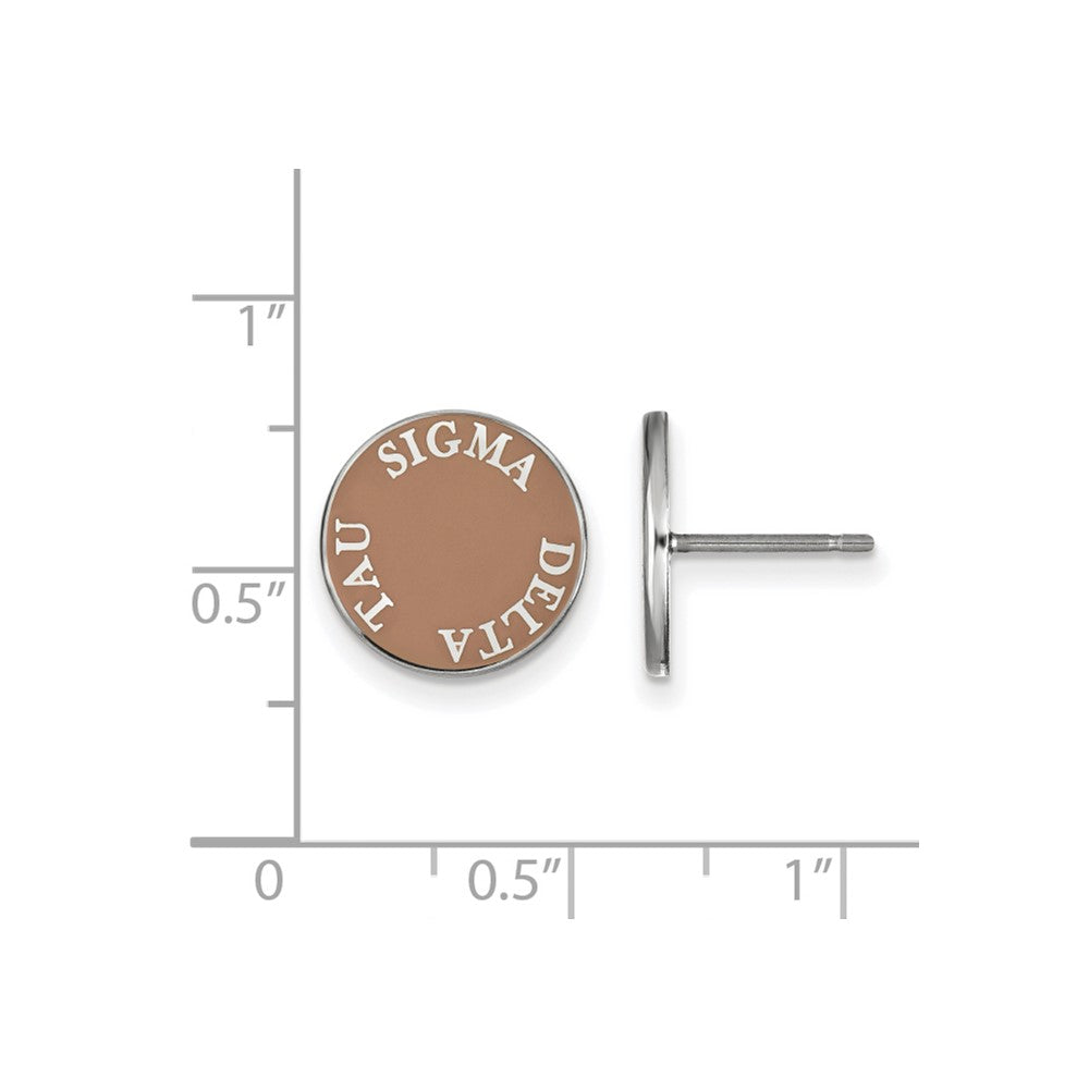 Sterlingsilber Rhodiniert Logoart Sigma Delta Tau Sorority Text Farbe Emaille Ohrstecker