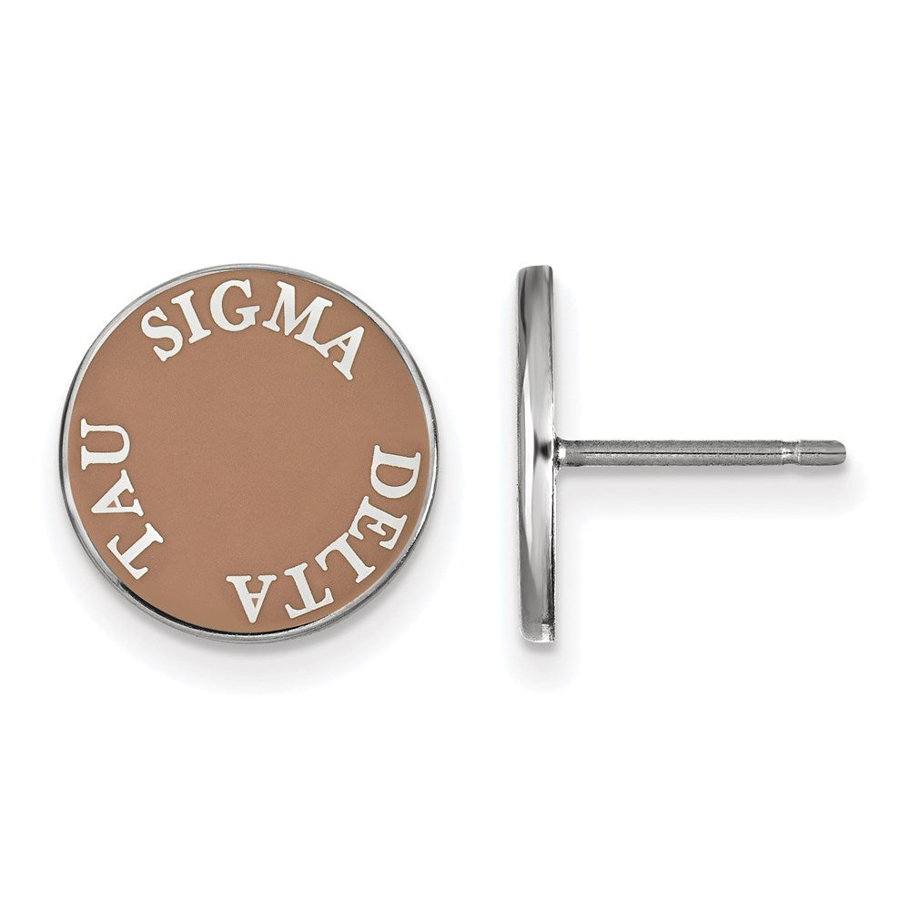 Sterlingsilber Rhodiniert Logoart Sigma Delta Tau Sorority Text Farbe Emaille Ohrstecker