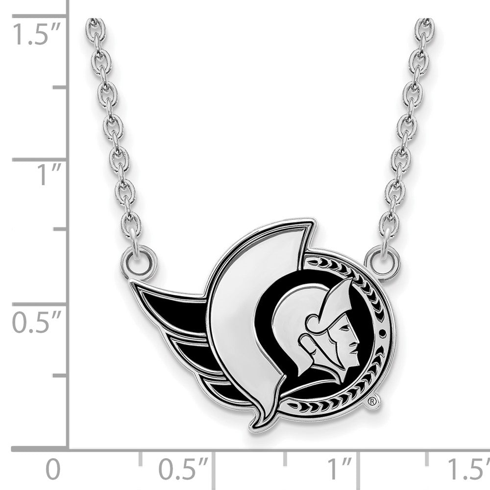 Sterlingsilber Rhodiniert Nhl Logoart Ottawa Senators Groß Emailliert Anhänger 18 Zoll Halskette