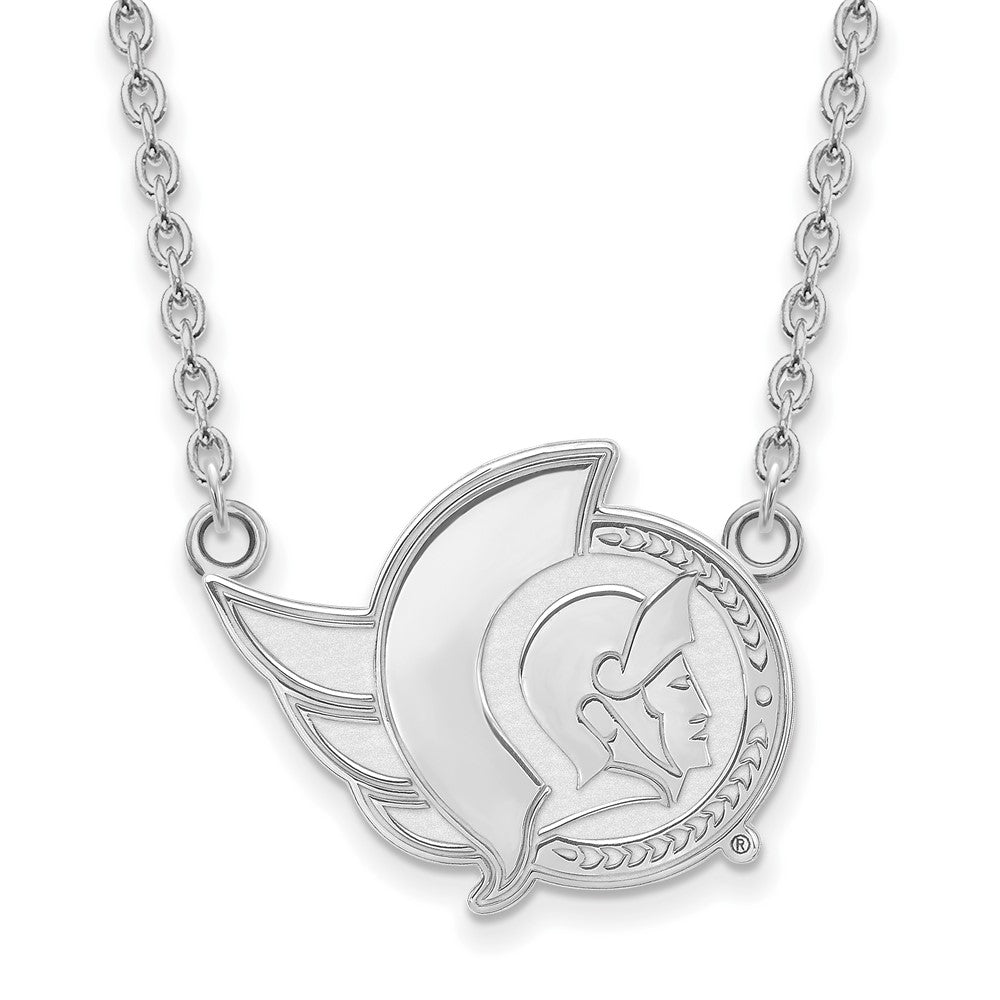 Sterlingsilber Rhodiniert Nhl Logoart Ottawa Senators Groß Emailliert Anhänger 18 Zoll Halskette