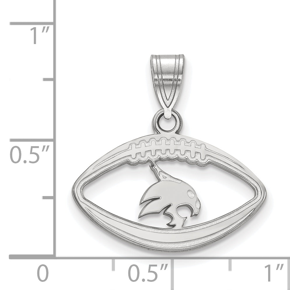 Sterlingsilber Rhodiniert Logoart Texas State University Bobcat Football Anhänger