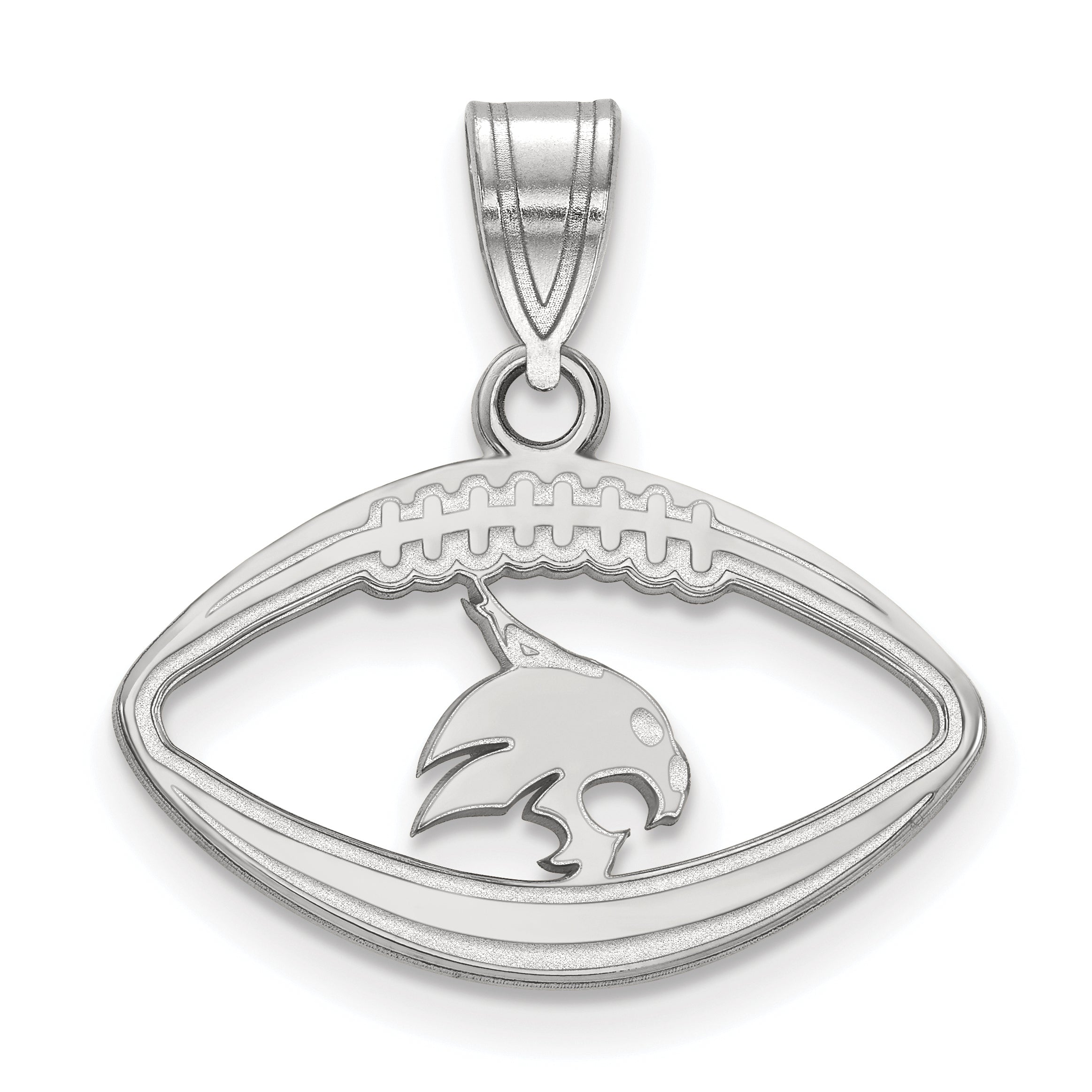 Sterlingsilber Rhodiniert Logoart Texas State University Bobcat Football Anhänger