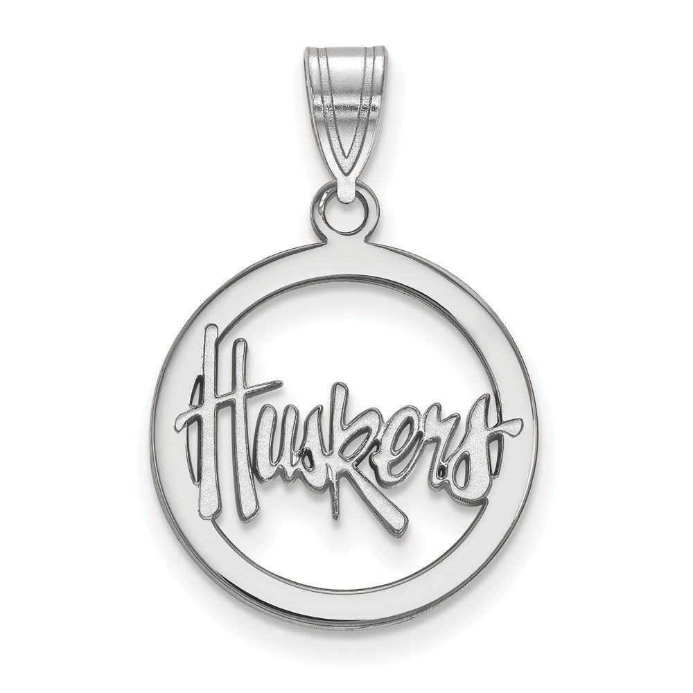 Sterlingsilber Rhodiniert Logoart University Of Nebraska Huskers Klein Kreis Anhänger