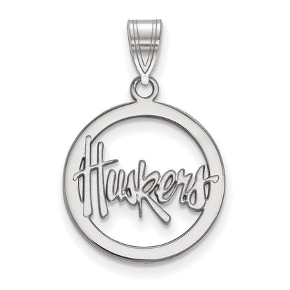 Sterlingsilber Rhodiniert Logoart University Of Nebraska Huskers Klein Kreis Anhänger