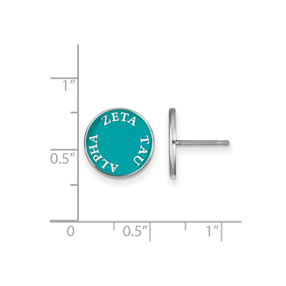 Sterlingsilber Rhodiniert Logoart Zeta Tau Alpha Sorority Text Farbe Emaille Ohrstecker