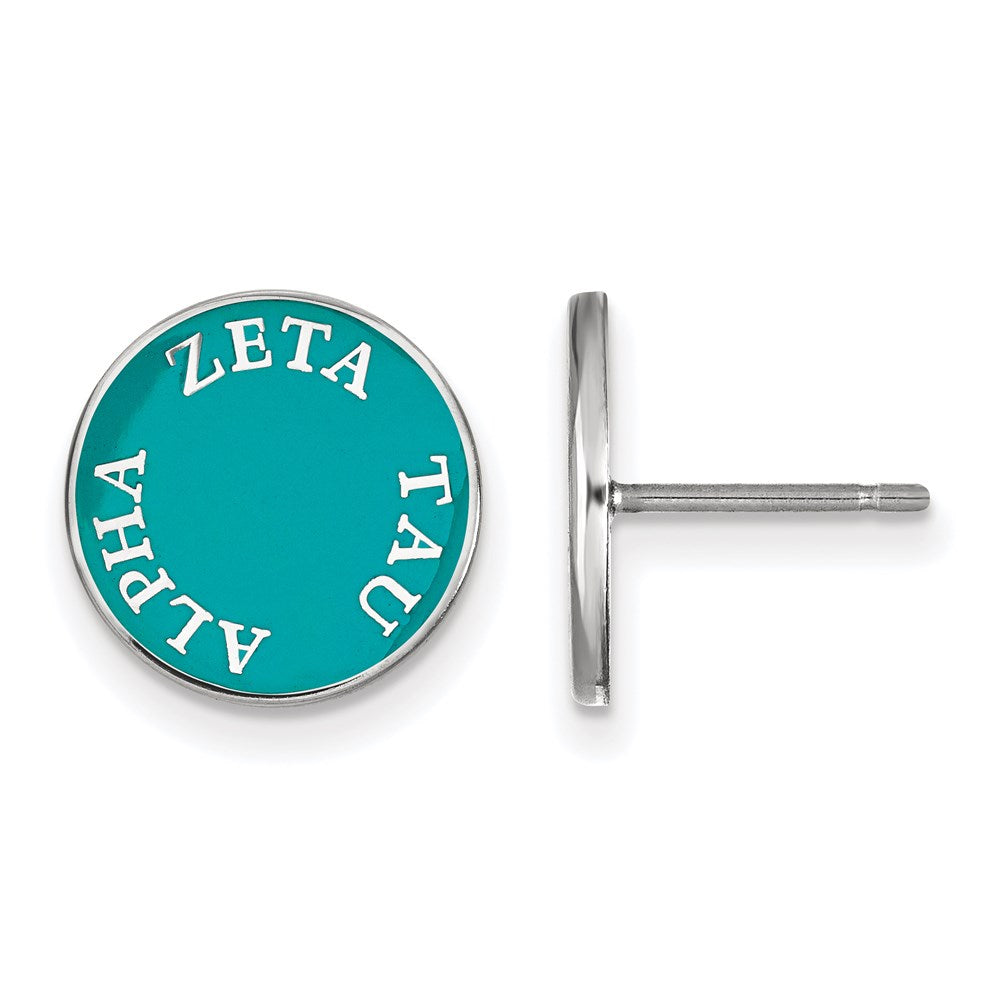 Sterlingsilber Rhodiniert Logoart Zeta Tau Alpha Sorority Text Farbe Emaille Ohrstecker