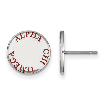 Sterlingsilber Rhodiniert Logoart Alpha Chi Omega Sorority Text Farbe Emaille Ohrstecker