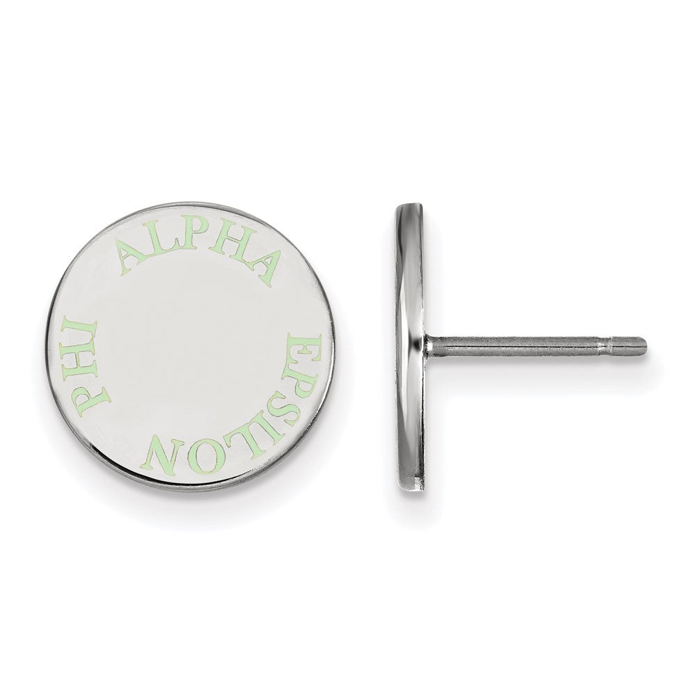 Sterlingsilber Rhodiniert Logoart Alpha Epsilon Phi Sorority Text Farbe Emaille Ohrstecker