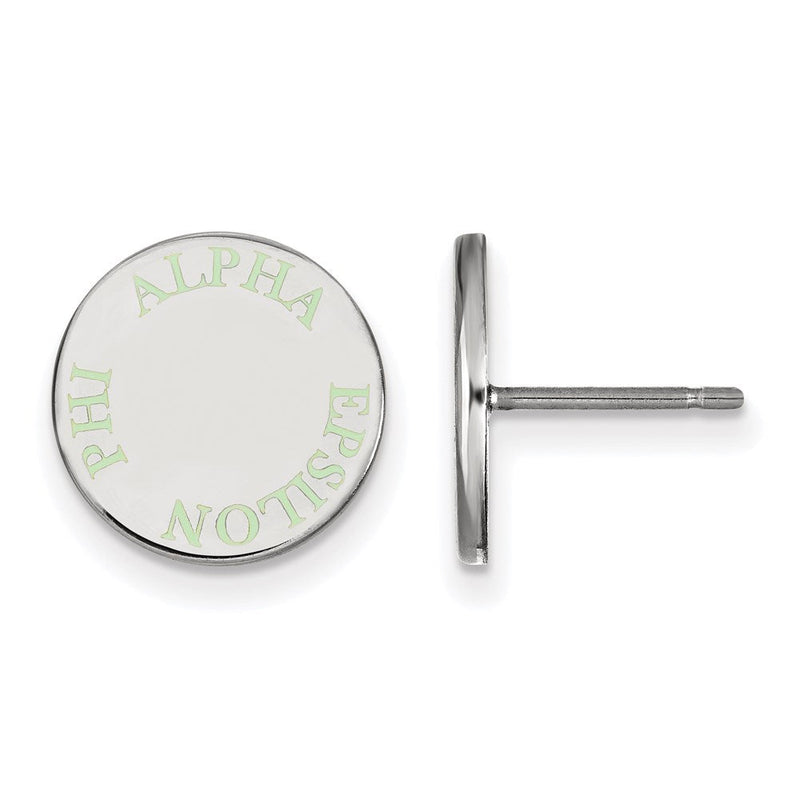 Sterlingsilber Rhodiniert Logoart Alpha Epsilon Phi Sorority Text Farbe Emaille Ohrstecker
