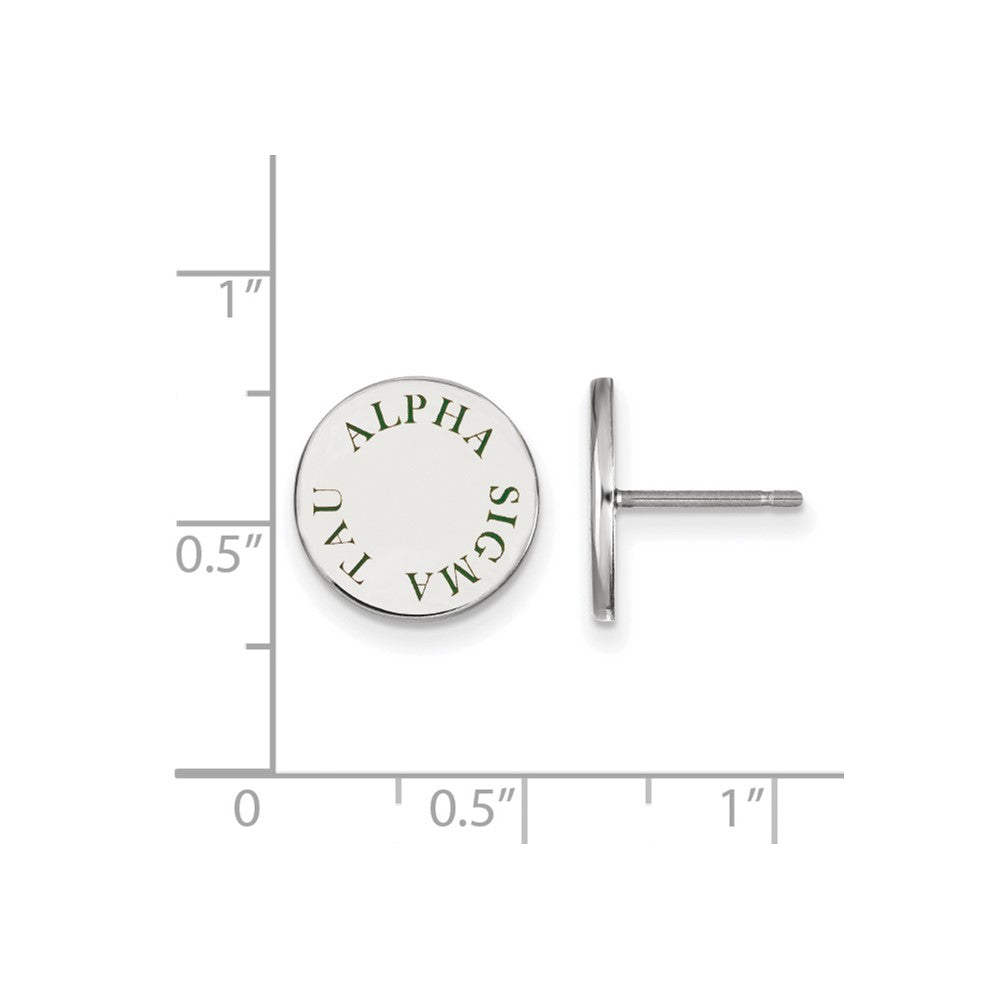 Sterlingsilber Rhodiniert Logoart Alpha Sigma Tau Sorority Text Farbe Emaille Ohrstecker