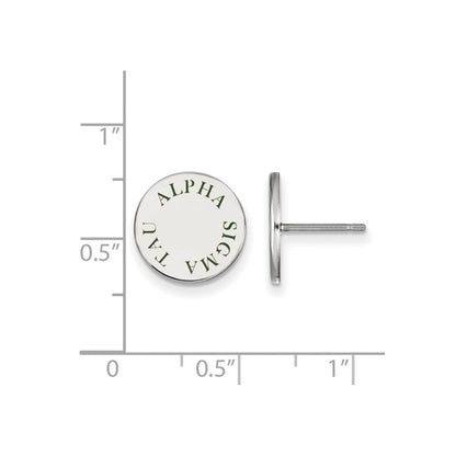 Sterlingsilber Rhodiniert Logoart Alpha Sigma Tau Sorority Text Farbe Emaille Ohrstecker