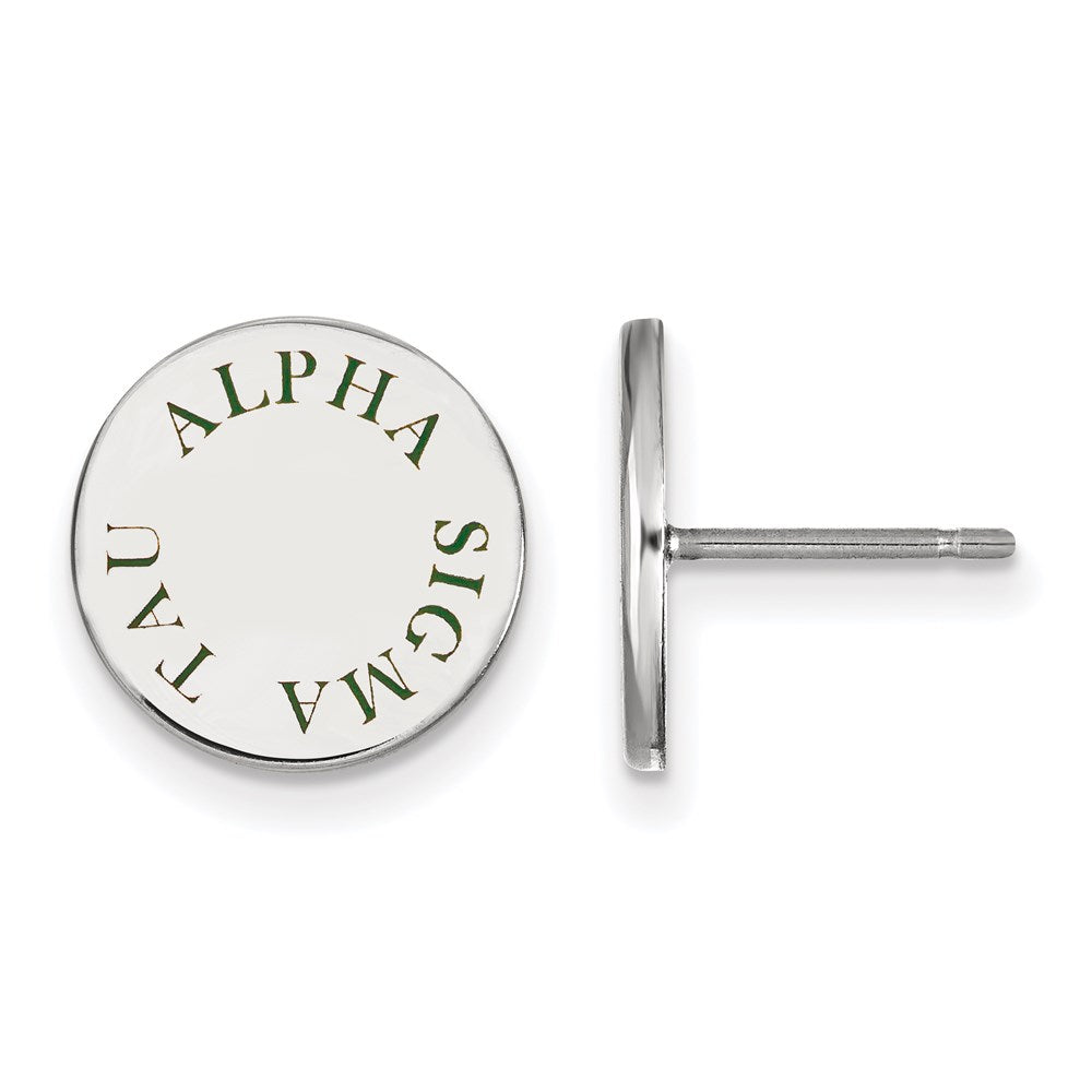 Sterlingsilber Rhodiniert Logoart Alpha Sigma Tau Sorority Text Farbe Emaille Ohrstecker