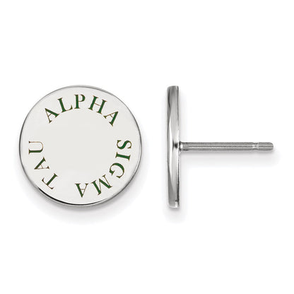 Sterlingsilber Rhodiniert Logoart Alpha Sigma Tau Sorority Text Farbe Emaille Ohrstecker