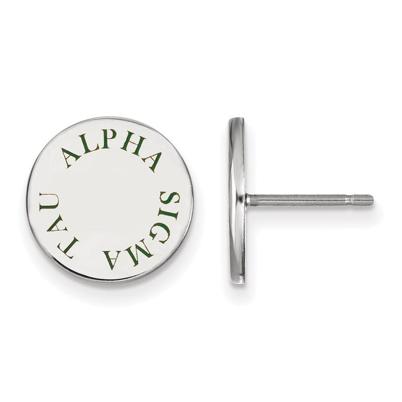 Sterlingsilber Rhodiniert Logoart Alpha Sigma Tau Sorority Text Farbe Emaille Ohrstecker
