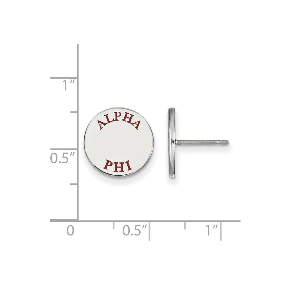 Sterlingsilber Rhodiniert Logoart Alpha Phi Sorority Text Farbe Emaille Ohrstecker