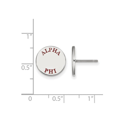 Sterlingsilber Rhodiniert Logoart Alpha Phi Sorority Text Farbe Emaille Ohrstecker