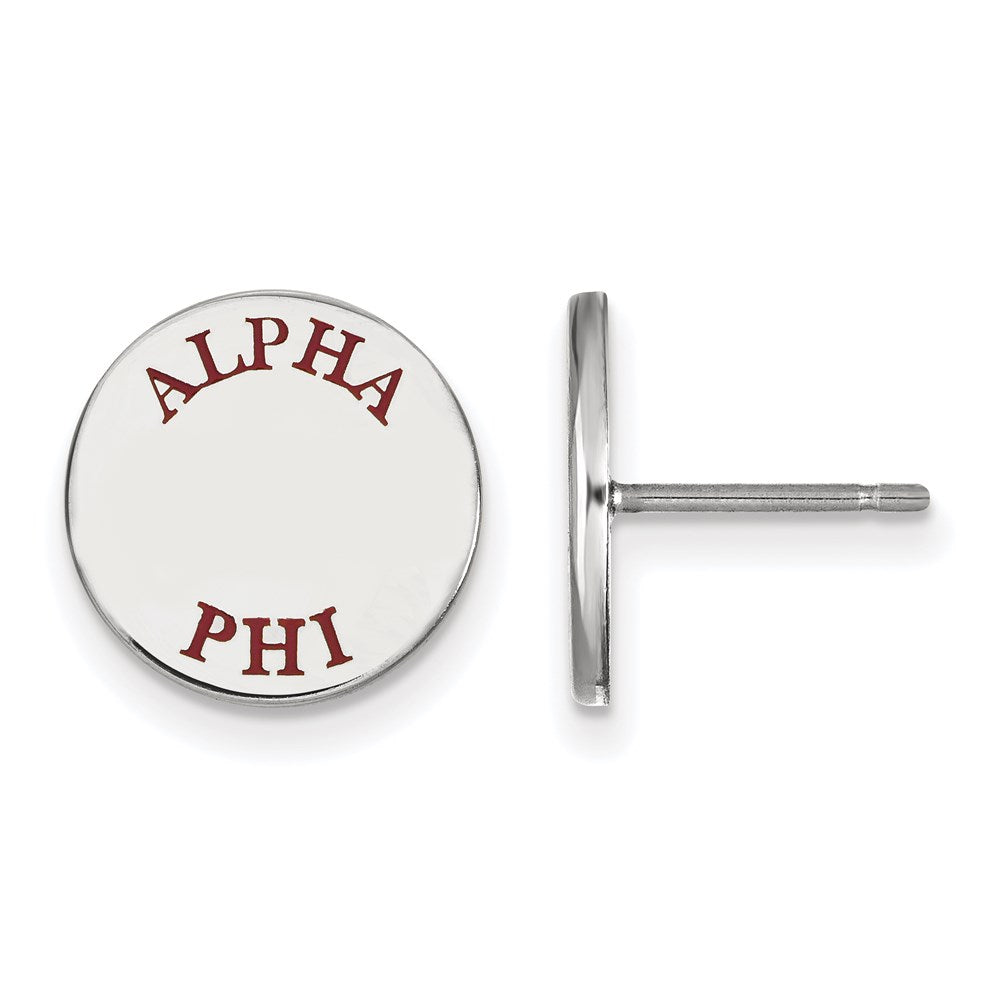 Sterlingsilber Rhodiniert Logoart Alpha Phi Sorority Text Farbe Emaille Ohrstecker