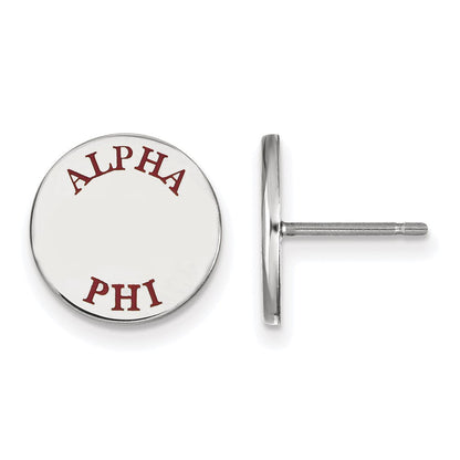Sterlingsilber Rhodiniert Logoart Alpha Phi Sorority Text Farbe Emaille Ohrstecker