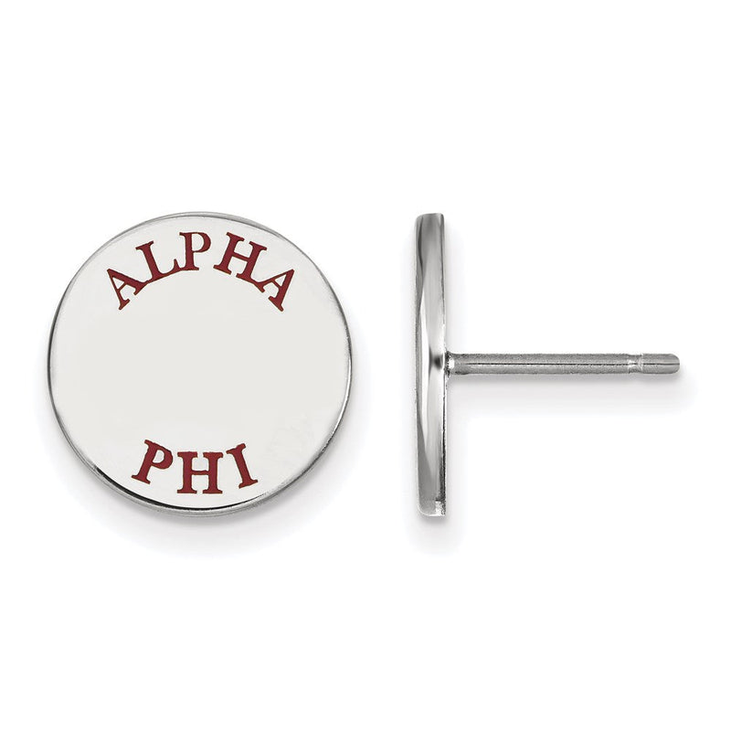 Sterlingsilber Rhodiniert Logoart Alpha Phi Sorority Text Farbe Emaille Ohrstecker