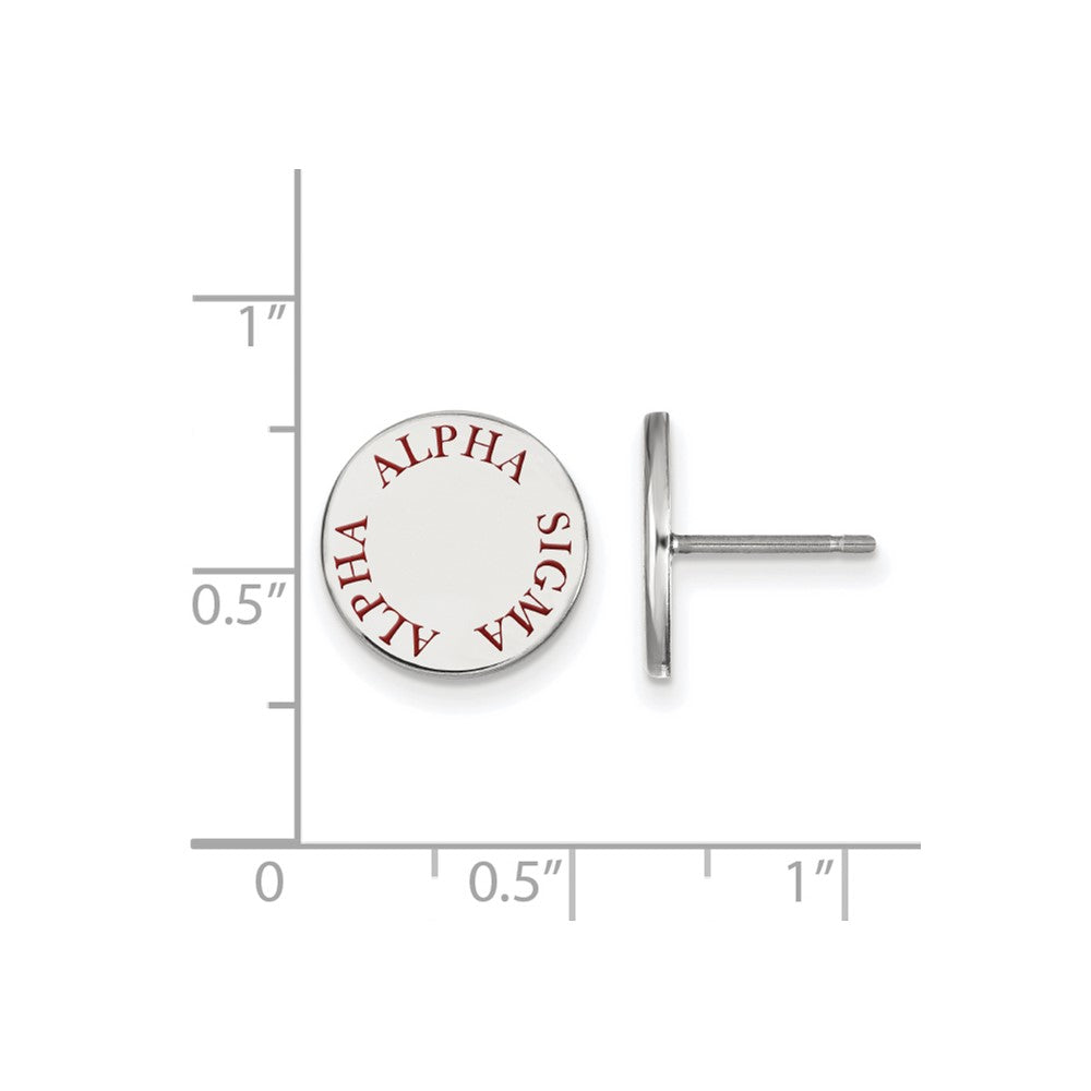 Sterlingsilber Rhodiniert Logoart Alpha Sigma Sorority Text Farbe Emaille Ohrstecker