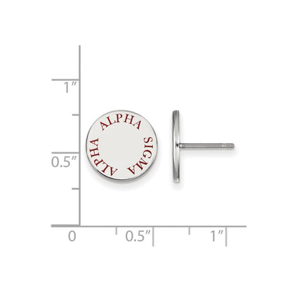 Sterlingsilber Rhodiniert Logoart Alpha Sigma Sorority Text Farbe Emaille Ohrstecker