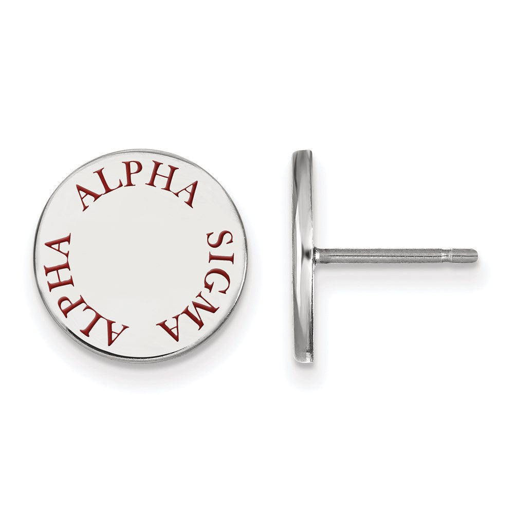 Sterlingsilber Rhodiniert Logoart Alpha Sigma Sorority Text Farbe Emaille Ohrstecker