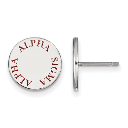 Sterlingsilber Rhodiniert Logoart Alpha Sigma Sorority Text Farbe Emaille Ohrstecker