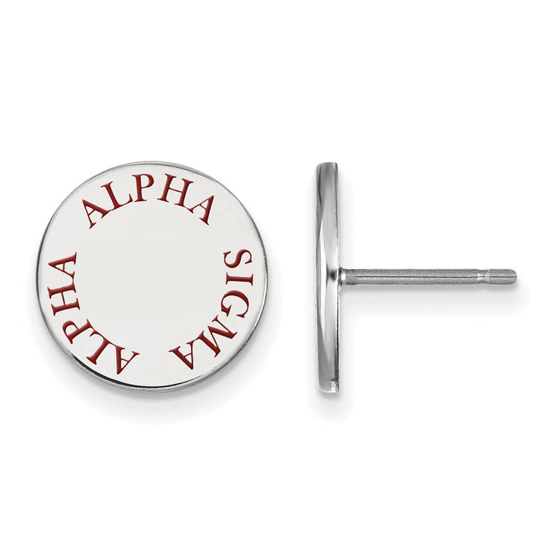 Sterlingsilber Rhodiniert Logoart Alpha Sigma Sorority Text Farbe Emaille Ohrstecker