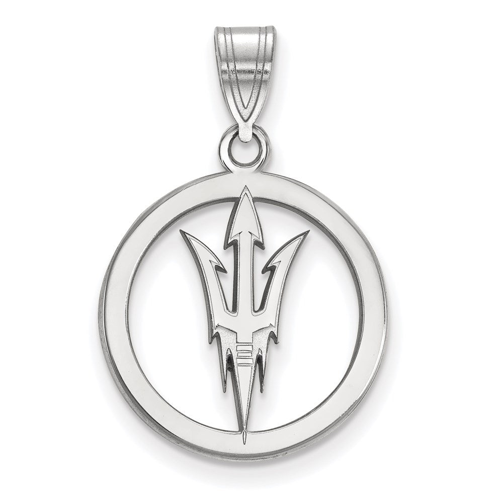 Sterlingsilber Rhodiniert Logoart Arizona State University Pitchfork Mittel Kreis Anhänger
