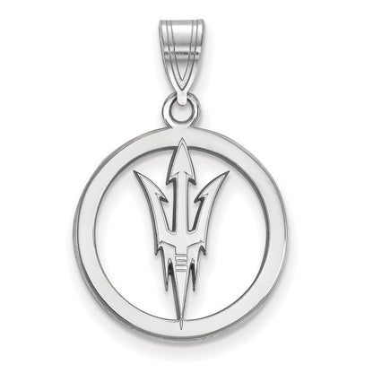 Sterlingsilber Rhodiniert Logoart Arizona State University Pitchfork Mittel Kreis Anhänger