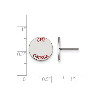 Sterlingsilber Rhodiniert Logoart Chi Omega Sorority Text Farbe Emaille Ohrstecker