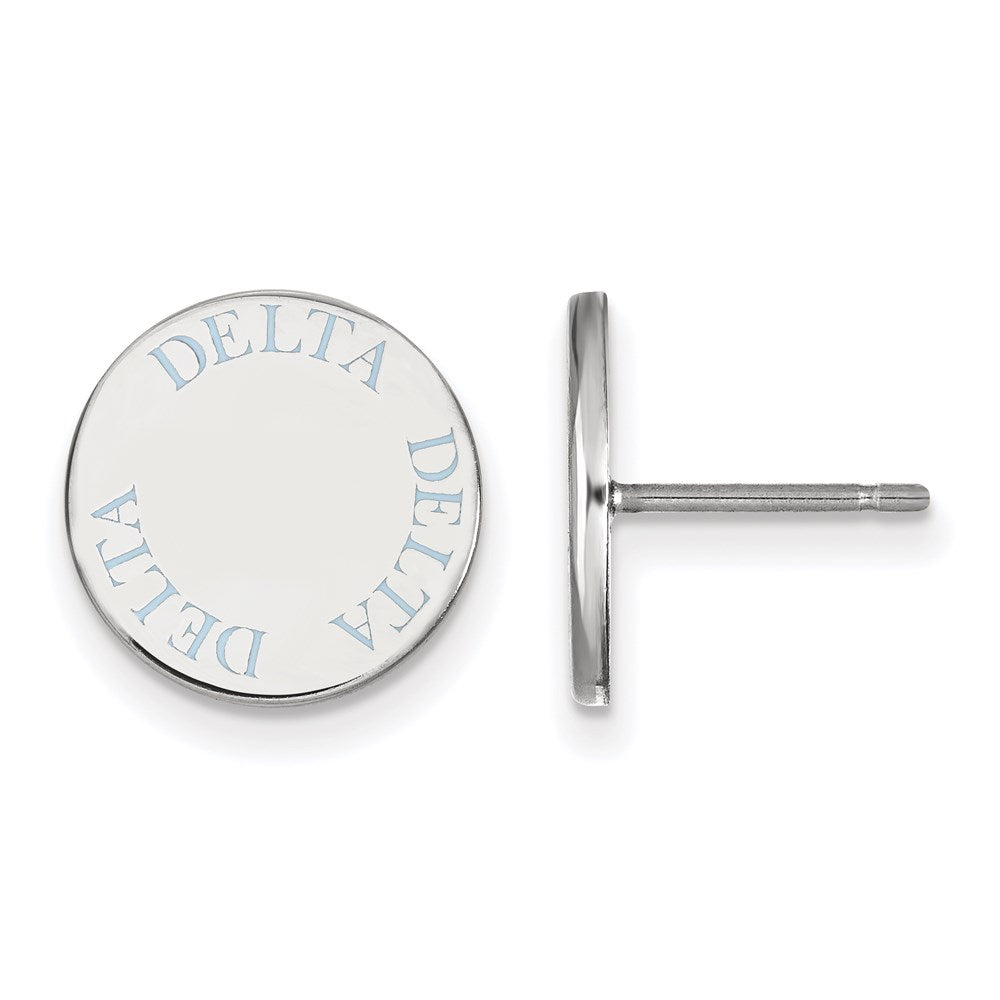 Sterlingsilber Rhodiniert Logoart Delta Sorority Text Farbe Emaille Ohrstecker