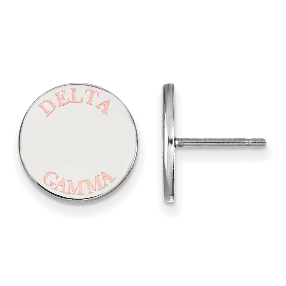 Sterlingsilber Rhodiniert Logoart Delta Gamma Sorority Text Farbe Emaille Ohrstecker
