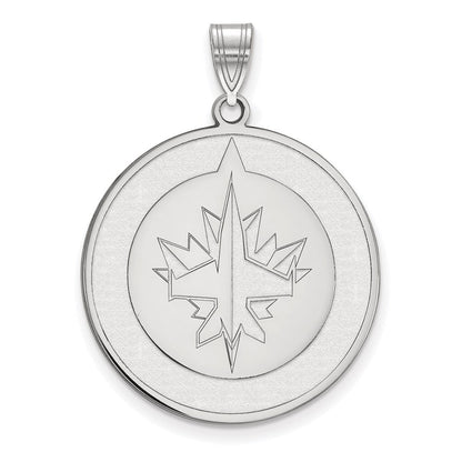 Sterlingsilber Rhodiniert Nhl Logoart Winnipeg Jets Extra Groß Anhänger