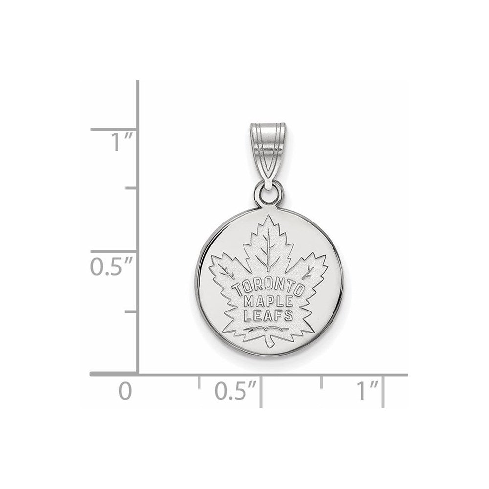 Sterlingsilber Rhodiniert Nhl Logoart Toronto Maple Leafs Mittel Plättchen Anhänger