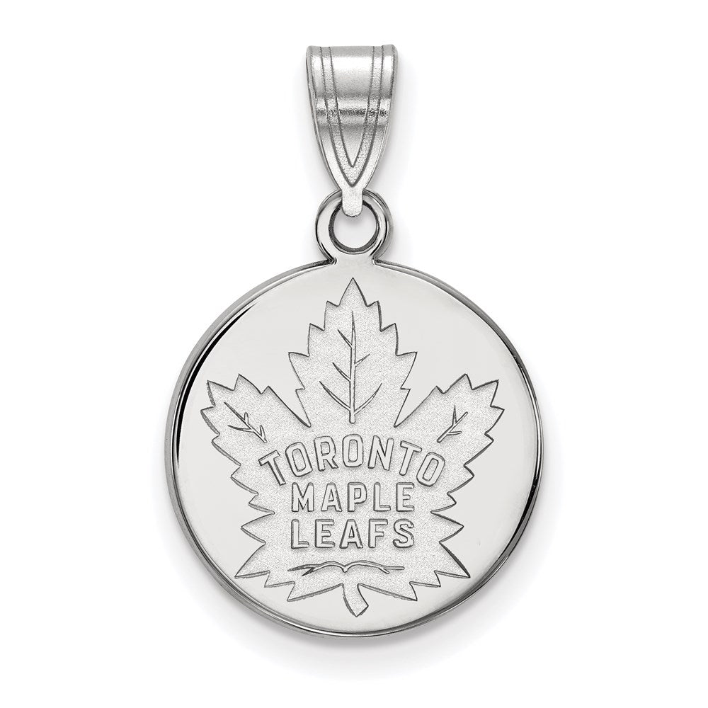 Sterlingsilber Rhodiniert Nhl Logoart Toronto Maple Leafs Mittel Plättchen Anhänger