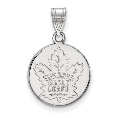 Sterlingsilber Rhodiniert Nhl Logoart Toronto Maple Leafs Mittel Plättchen Anhänger