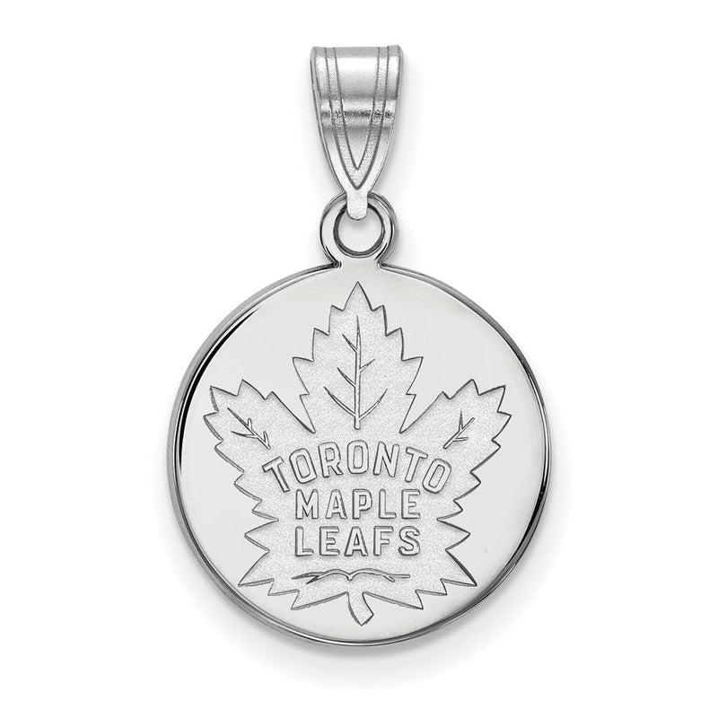 Sterlingsilber Rhodiniert Nhl Logoart Toronto Maple Leafs Mittel Plättchen Anhänger