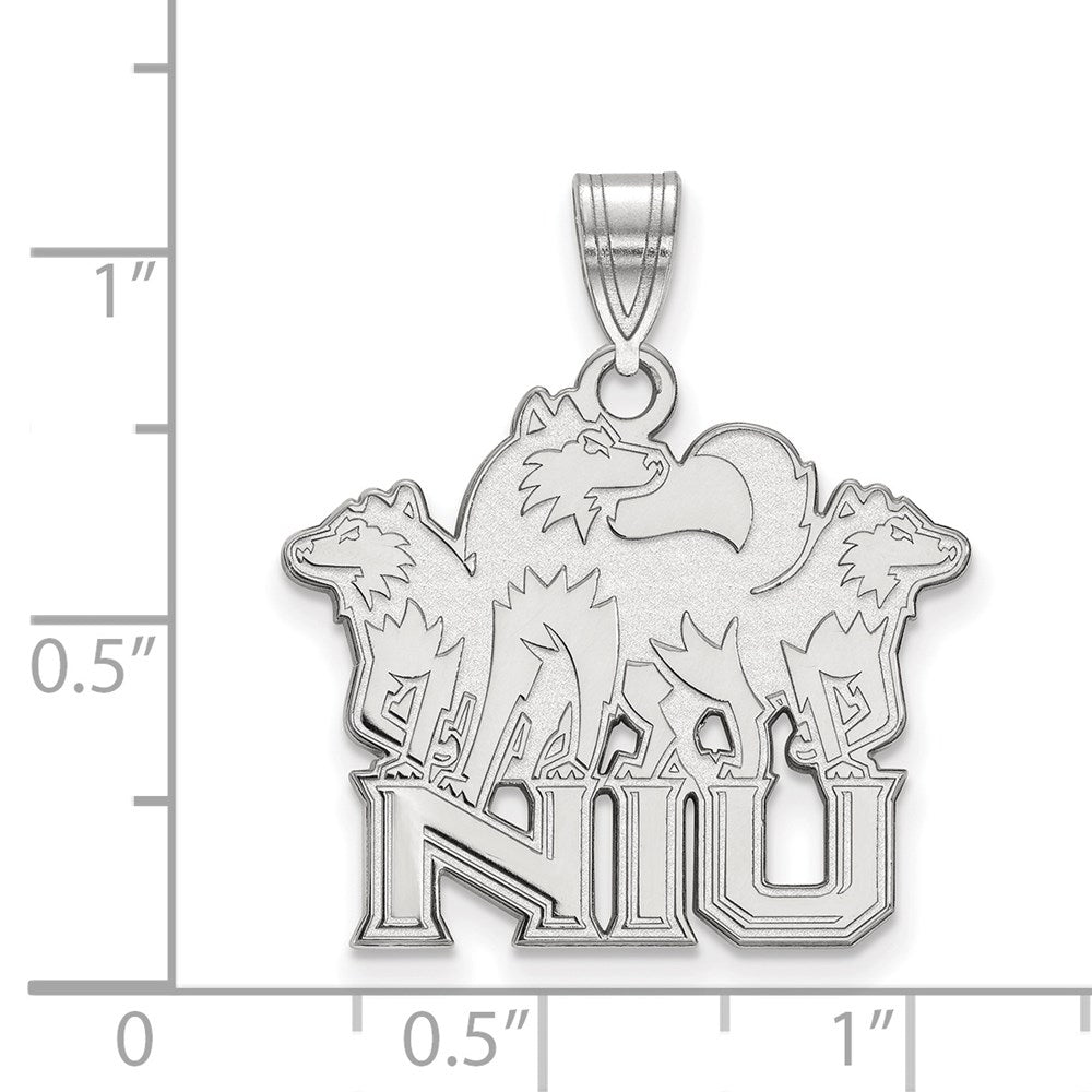 10K Weißgold Logoart Northern Illinois University N I U mit Huskies Groß Anhänger