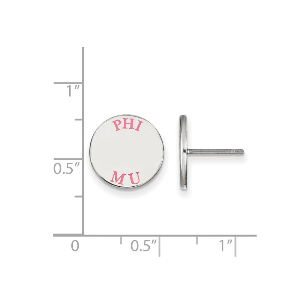 Sterlingsilber Rhodiniert Logoart Phi Mu Sorority Text Farbe Emaille Ohrstecker