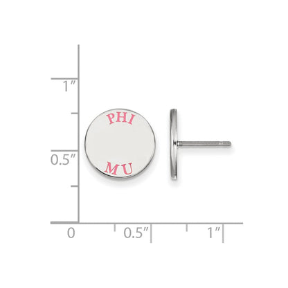 Sterlingsilber Rhodiniert Logoart Phi Mu Sorority Text Farbe Emaille Ohrstecker