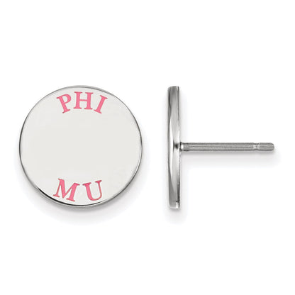 Sterlingsilber Rhodiniert Logoart Phi Mu Sorority Text Farbe Emaille Ohrstecker