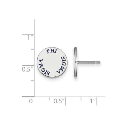 Sterlingsilber Rhodiniert Logoart Phi Sigma Sorority Text Farbe Emaille Ohrstecker