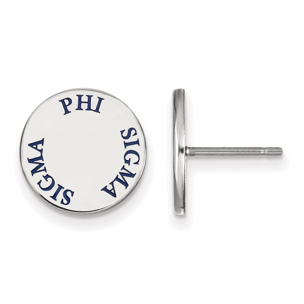 Sterlingsilber Rhodiniert Logoart Phi Sigma Sorority Text Farbe Emaille Ohrstecker