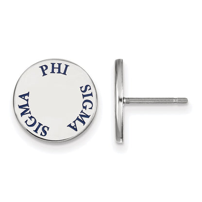 Sterlingsilber Rhodiniert Logoart Phi Sigma Sorority Text Farbe Emaille Ohrstecker