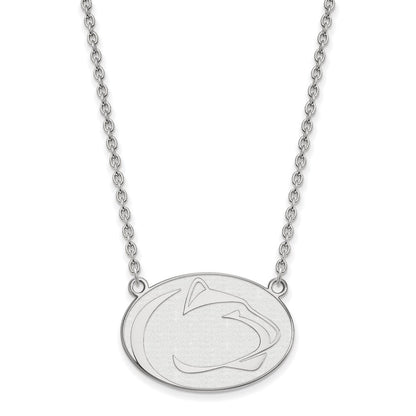 Sterlingsilber Rhodiniert Logoart Penn State University Löwe Groß Anhänger 18 Zoll Halskette