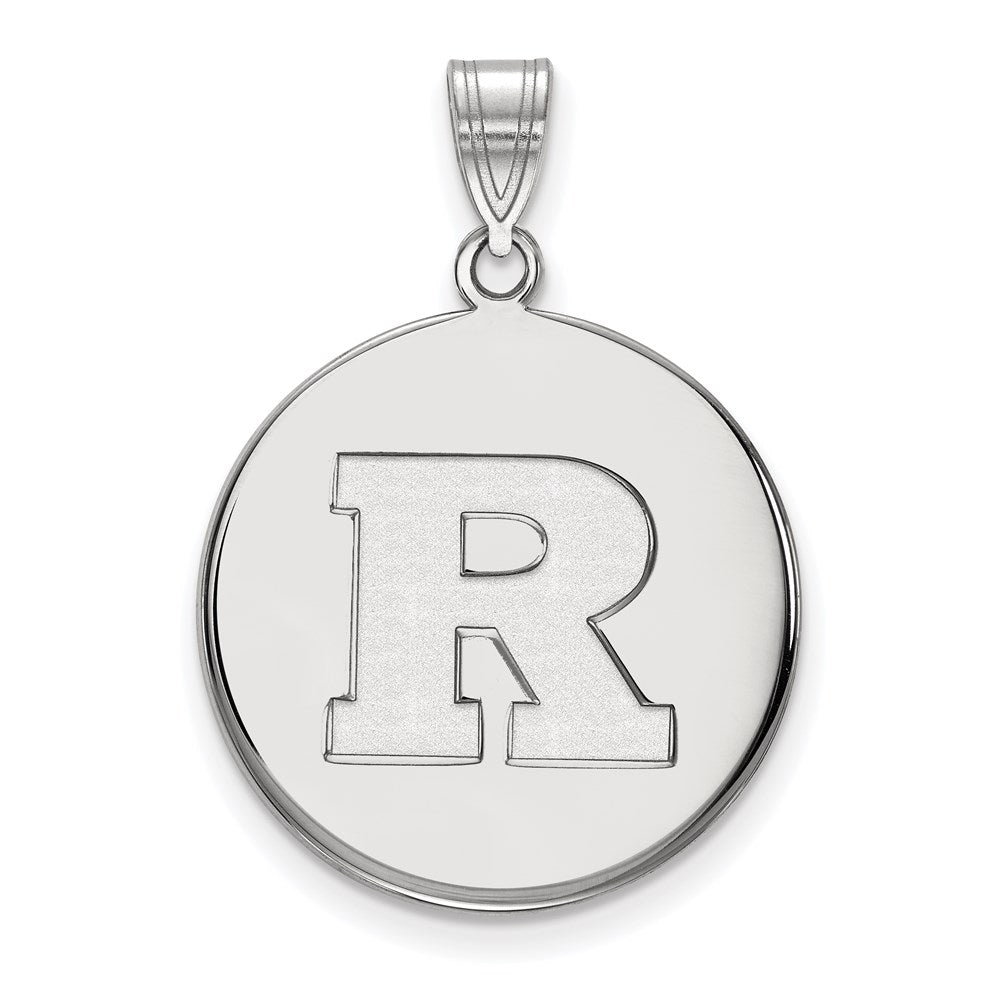 Sterlingsilber Rhodiniert Logoart Rutgers University Buchstabe R Groß Plättchen Anhänger