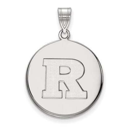 Sterlingsilber Rhodiniert Logoart Rutgers University Buchstabe R Groß Plättchen Anhänger