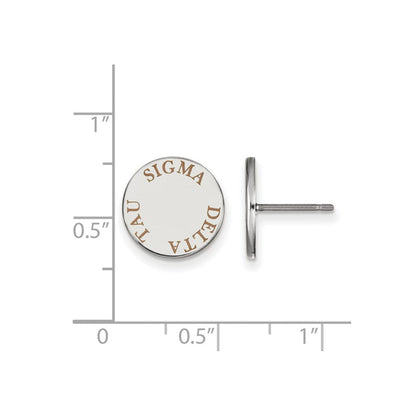 Sterlingsilber Rhodiniert Logoart Sigma Delta Tau Sorority Text Farbe Emaille Ohrstecker
