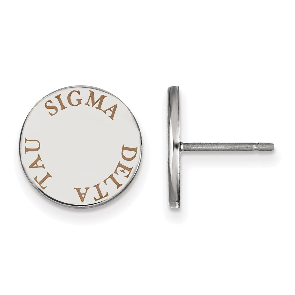 Sterlingsilber Rhodiniert Logoart Sigma Delta Tau Sorority Text Farbe Emaille Ohrstecker